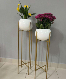 Stylish Gold White Iron Planter